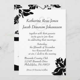 Einladung zur Hochzeit von Schwarz-Weiß-Blumen