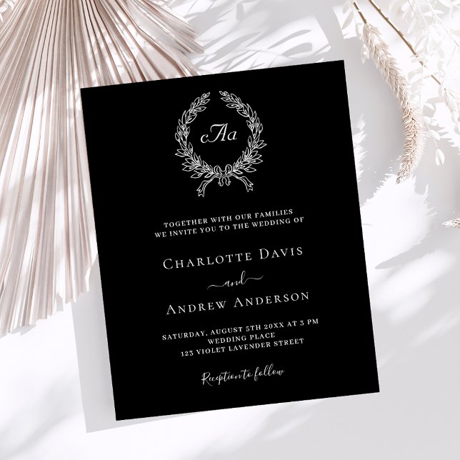 Einladung zur Hochzeit von Schwarz-weißen Kranken (Von Creator hochgeladen)