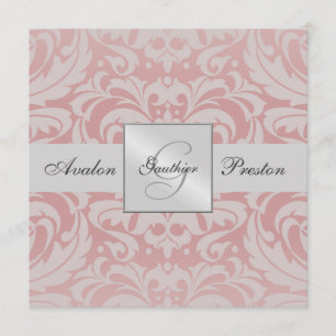Einladung zur Hochzeit von Silver & Pink Monogram 