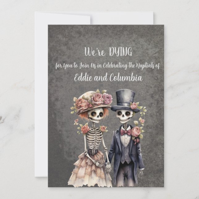 Einladung zur Hochzeit von Skeletal Couple (Vorderseite)