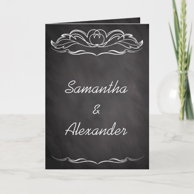 Einladung zur Hochzeit von Slate Chalkboard (Vorderseite)
