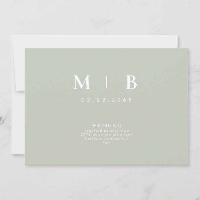 Einladung zur Hochzeit von Sleek & Simple Monogram (Vorderseite)