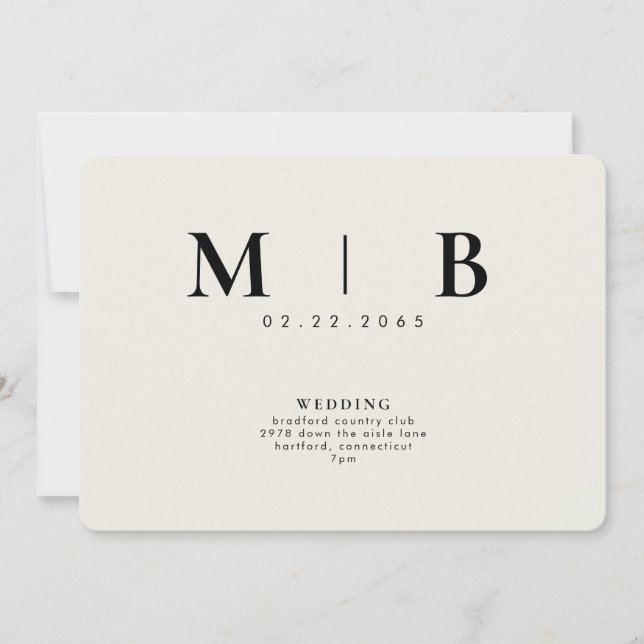 Einladung zur Hochzeit von Sleek & Simple Monogram (Vorderseite)