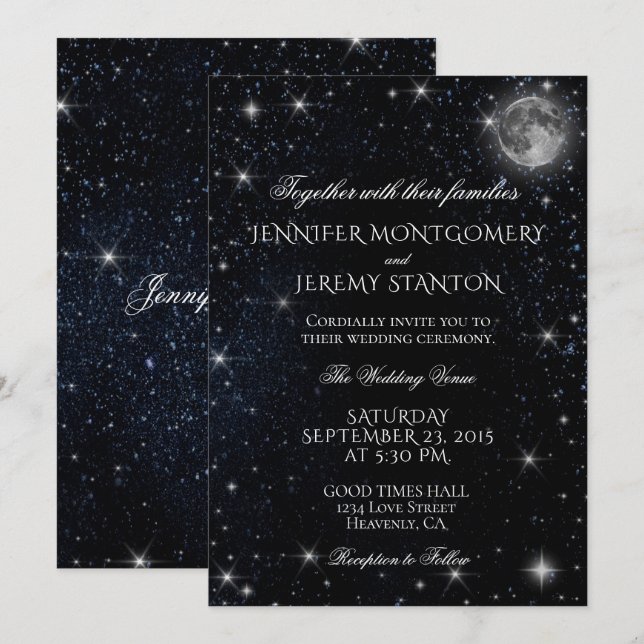 Einladung zur Hochzeit von Starry Night Moon (Vorne/Hinten)