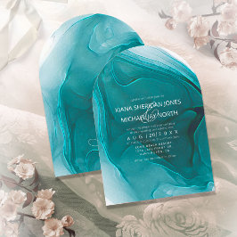Einladung zur Hochzeit von Tintenflüssen Aquamarin