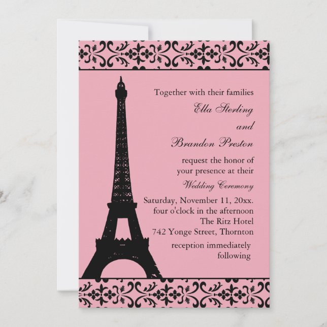Einladung zur Hochzeit von Tres Paris (pink) (Vorderseite)
