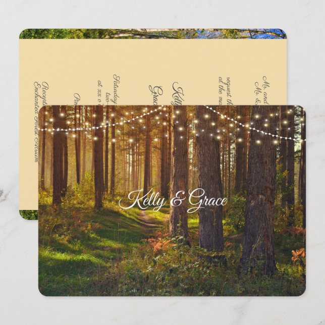 Einladung zur Hochzeit von verzauberten Waldsaiten (Vorne/Hinten)