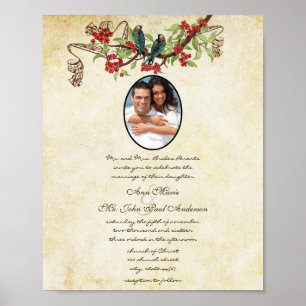 Einladung zur Hochzeit von Vintagen Aquamarinen Vö Poster