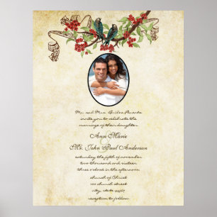 Einladung zur Hochzeit von Vintagen Aquamarinen Vö Poster