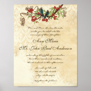 Einladung zur Hochzeit von Vintagen Aquamarinen Vö Poster