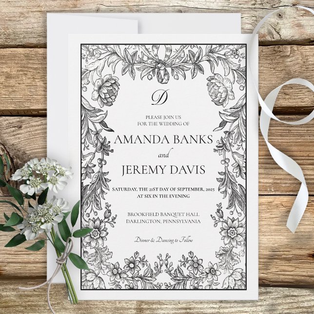 Einladung zur Hochzeit von Vintagen Blumen in Schw (Von Creator hochgeladen)