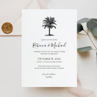 Einladung zur Hochzeit von Vintagen Palmen