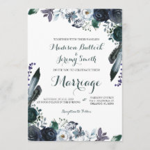 Einladung zur Hochzeit von Watercolor Navy