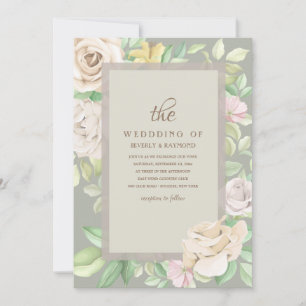 Einladung zur Hochzeit von weichgrünen Blumen