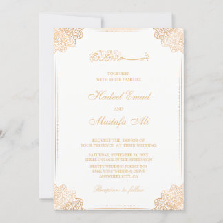 Einladung zur Hochzeit von weißen und goldenen Mus