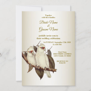 Einladung zur Hochzeit von weißen Vögeln