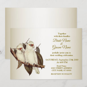 Einladung zur Hochzeit von weißen Vögeln