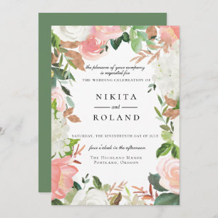 Einladung zur Hochzeit von weißer Blüte