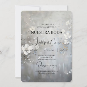 Einladung zur Hochzeit von weißer Blüte