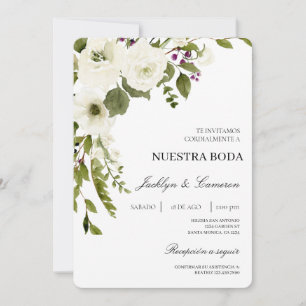 Einladung zur Hochzeit von weißer Blüte