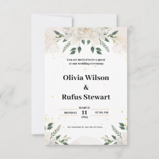 Einladung zur Hochzeit von weißer Elegantin
