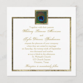 Einladung zur Hochzeit von White and Gold Peacock