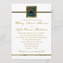 Einladung zur Hochzeit von White and Gold Peacock