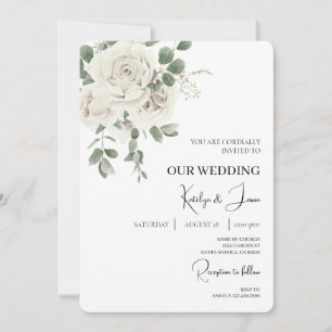Einladung zur Hochzeit von White Floral English