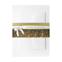 Einladung zur Hochzeit von White & Gold Ribbon Einladungsbanderole