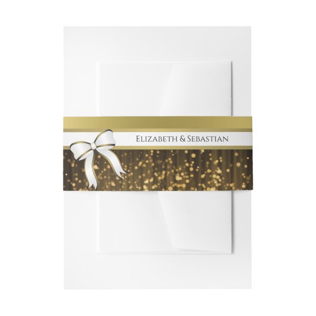 Einladung zur Hochzeit von White & Gold Ribbon Einladungsbanderole (Vorderseite Beispiel)
