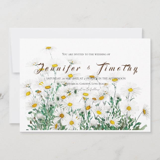 Einladung zur Hochzeit weiße Farbe und Aquarell (Vorderseite)