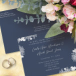 Einladung zur Hochzeit White on Midnight Blue Vint<br><div class="desc">Schöne Elegante Vintage Wilde Blume</div>
