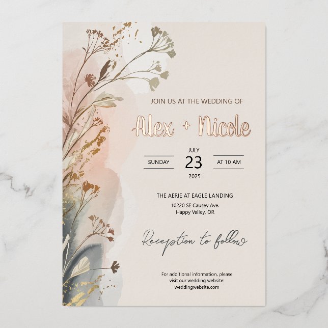 Einladung zur Hochzeit - Wispy-Blume (Vorderseite)