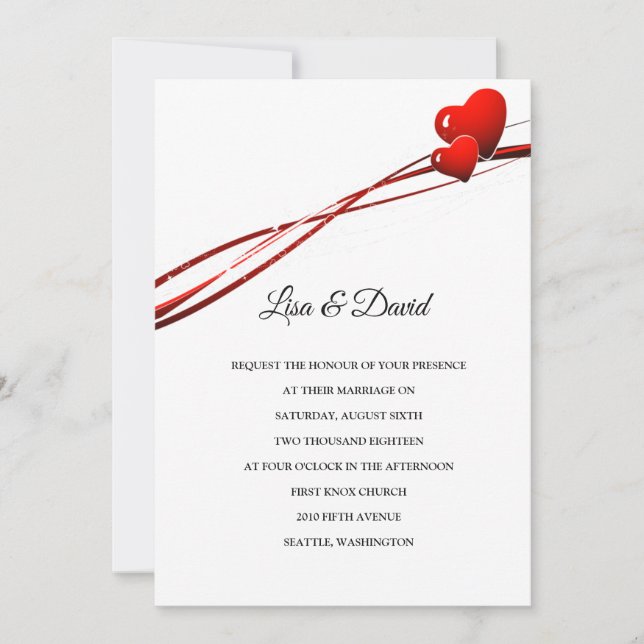 Einladung zur Hochzeit - zwei Herzen (Vorderseite)