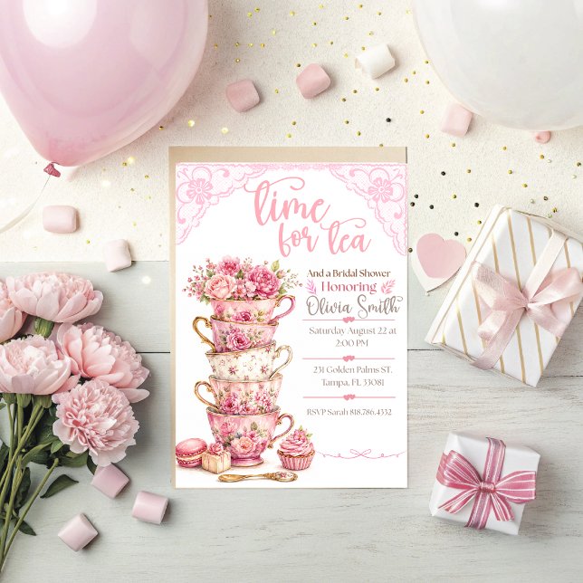 Einladung zur Hochzeits-Teeparty  (Beautiful Time for Tea Bridal Shower Invitation. )