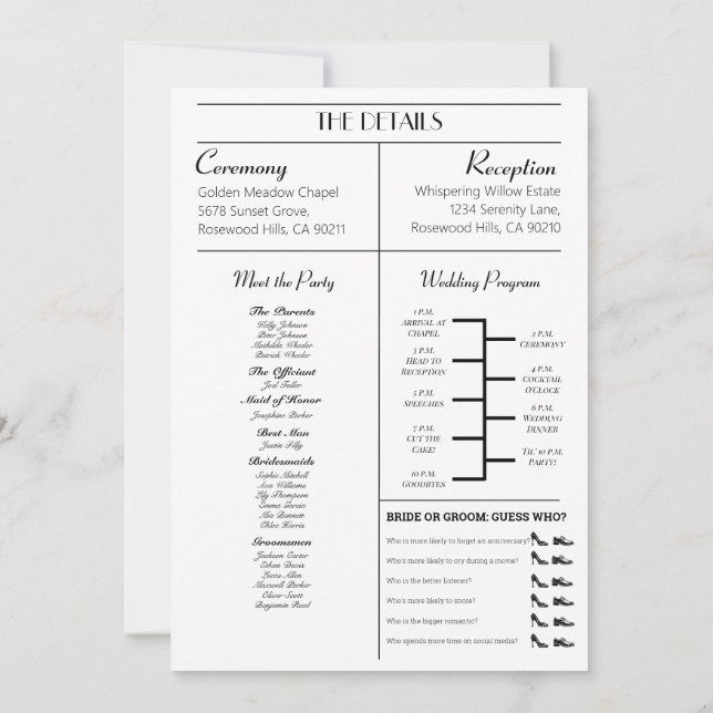 Einladung zur Hochzeitseröffnungsfeier (Rückseite)