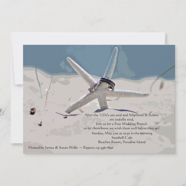 Einladung zur Hochzeitsfeier am Strand (Vorderseite)