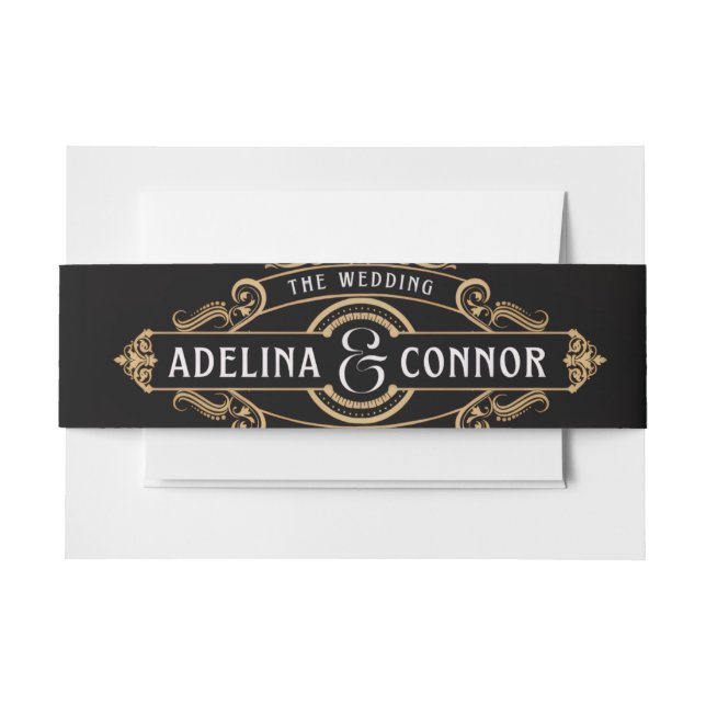 Einladung zur Hochzeitsfeier - Elegante Feier Einladungsbanderole (Vorderseite Beispiel)