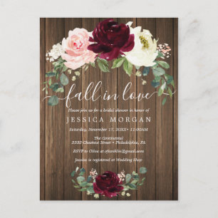 Einladung zur Hochzeitsfeier 'Fall In Love' Postkarte