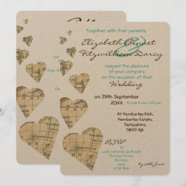 Einladung zur Hochzeitsfeier für Vintage Kartograf