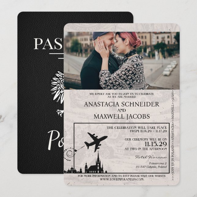 Einladung zur Hochzeitsfeier im Schwarzen Polen (Vorne/Hinten)