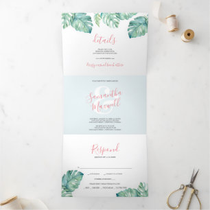 Einladung zur Hochzeitsfeier im tropischen Grünen