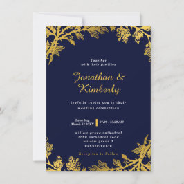 Einladung zur Hochzeitsfeier in Luxury Navy und Go