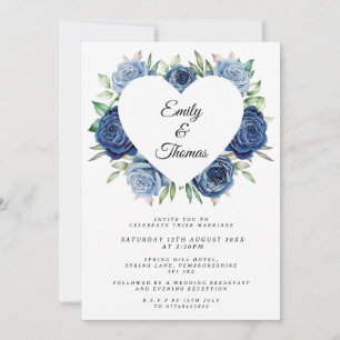 Einladung zur Hochzeitsfeier in Navy Blue Rose