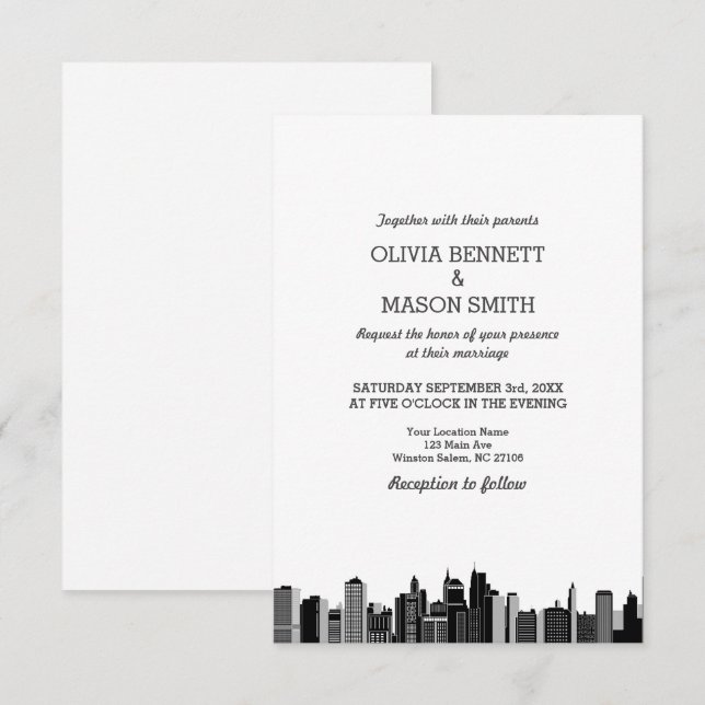 Einladung zur Hochzeitsfeier in New York City Skyl (Vorne/Hinten)