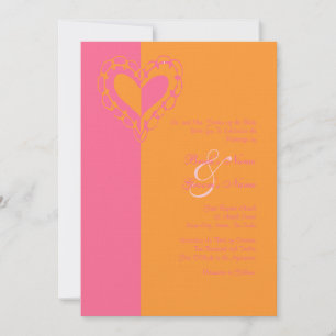 Einladung zur Hochzeitsfeier in Pink und Orange