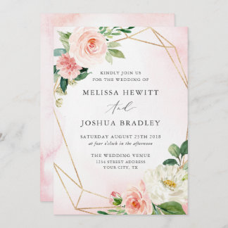 Einladung zur Hochzeitsfeier in Rosa und Gold