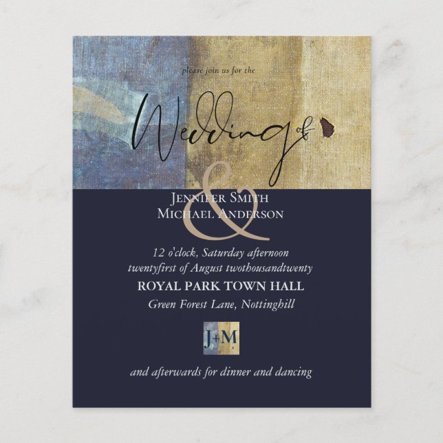 Einladung zur Hochzeitsfeier in Urban Navy Moderne (Vorderseite)