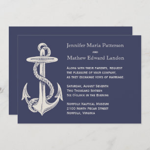 Einladung zur Hochzeitsfeier mit blauem und Elfenb