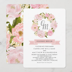 Einladung zur Hochzeitsfeier mit Blush Pink Peony 